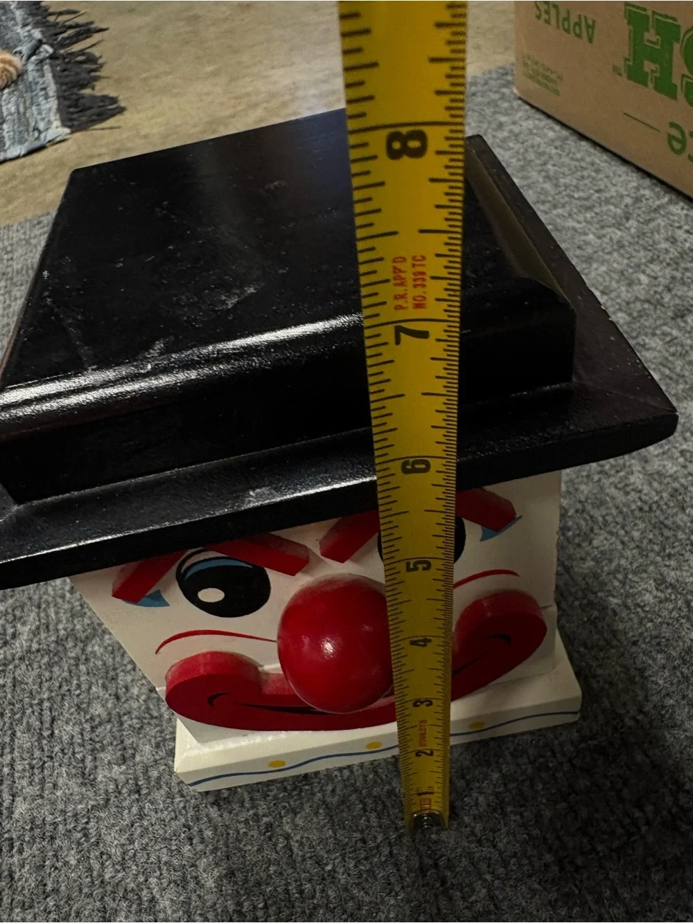 Vintage Wooden Japanese Clown Jewelry Box Plays Music